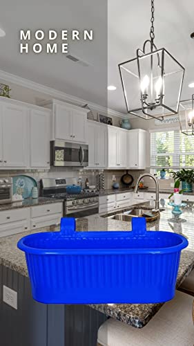 Varshney Gardening Double Hook Railing Planter Pots Hanging Plant Flower Pots | Indoor & Outdoor Gardening | Decore Home with Hanging Planters (Blue, Double Hook 6 Pieces)