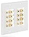 Fosmon 2-Gang 7.1 Surround Sound Distribution Home Theater Wall Plate, Gold Plated 7-Pair Copper Binding Posts Coupler Type for 7 Speakers, 2 RCA Jack for Subwoofer