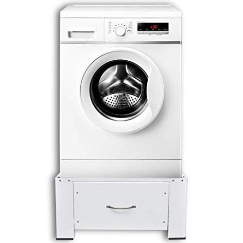 Unfade Memory Washing Machine Stand Pedestal with Drawer, Non-slip Movable Base for Washing Machine, Dryer and Refrigerator White