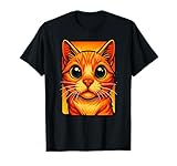 gatto arancione retrò pop art, love cats maglietta