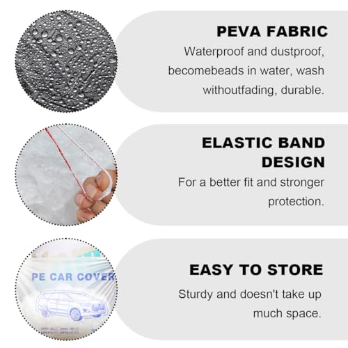 Image of 2 PCS Disposable Car Cover, Waterproof Clear Plastic Car Full Exterior Covers with Elastic Band, Universal Transparent Protective Cover for Cars SUVs, Car Accessories (XL)
