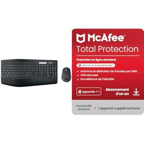 Logitech MK850 souris sans fil clavier AZERTY Bluetooth 4+1 appareils McAfee Total