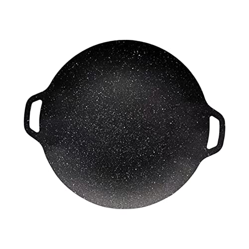 JISADER Barbacoa Parrilla Sartén Cocinar Carne Filete Revestimiento Antiadherente Sartén Redonda Sartén para Asar para Exteriores Teppanyaki Camping, 34cm