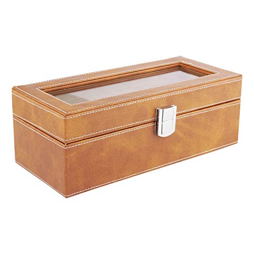 Anything & Everything Wood Watch Box | Watch Case | Watch Holder | Watch Organizer - Beige - Holds 04 Watches - Transparent (B08Y5GNQWC) Amazon Price History, Amazon Price Tracker
