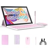 10.1 Inch Android 11 Tablet, Newest 2 in 1 Tablets, 4GB RAM+64GB ROM Quad-Core Processor, 1280*800 FHD Tableta with Keyboard/Mouse/Case/Stylus/Tempered Film, 8MP Dual Camera 6000mAh Battery 10" Tab PC
