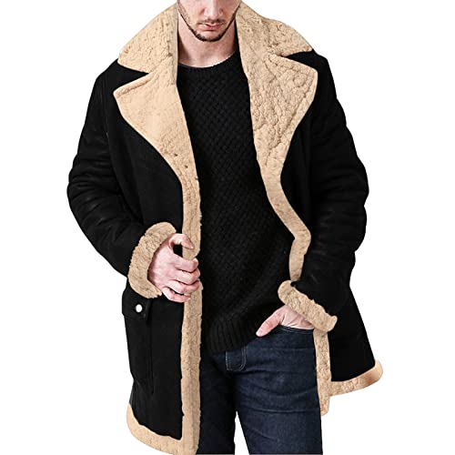 Manteau d'hiver pour homme contre le froid glacial blouson en cuir noir rembourré épais L