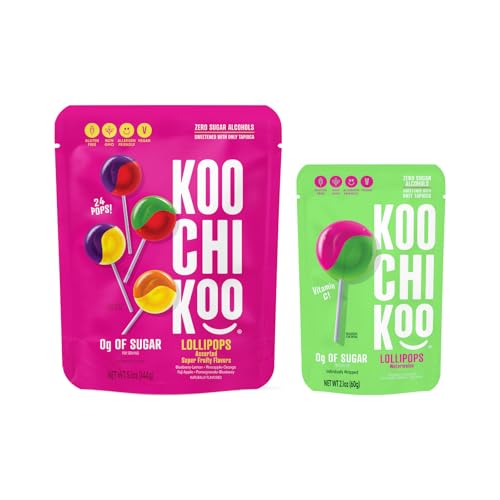 Koochikoo Variety, 1 Sugar Free Organic Lollipop Pouch, 24 CT, 1 Sugar Free Organic Drops Pouch, Mint, 16 CT, 1 CT