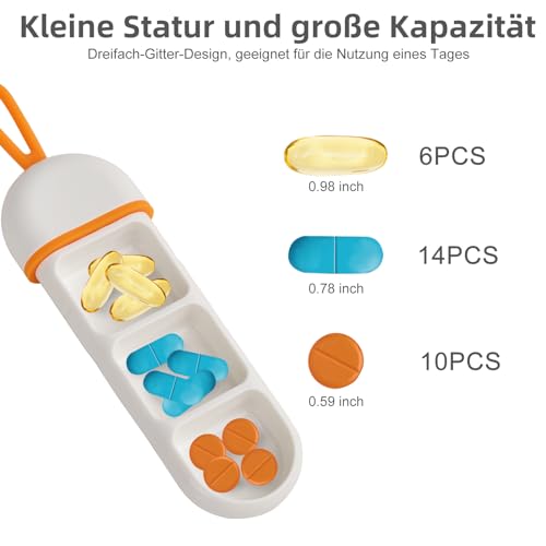 Tablettenbox, pillendoos, kleine pillendoos voor onderweg, pillendoosje voor vitaminen, medicijnen, pillen, goede afdichting, behoud van geneeskrachtige eigenschappen. (2 verpakkingen) - Afbeelding 6