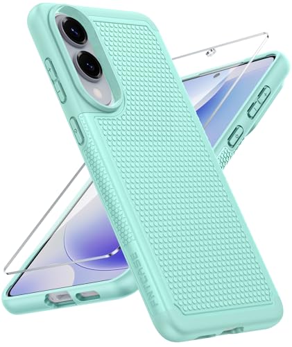 Image of FNTCASE for Samsung Galaxy S25-Edge Case: Lightweight Cell Phone Cover Military Grade Drop Protection with Non Slip Textured Back | Rugged Shockproof Protective Bumper Cases(Mint Green)