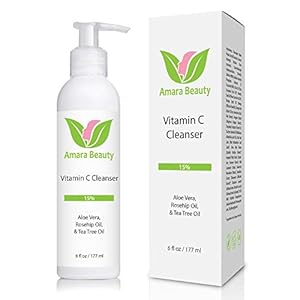 Amara Beauty Facial Cleanser with 15% Vitamin C, Aloe Vera, Rosehip Oil & Tea Tree Oil, 6 fl. oz.
