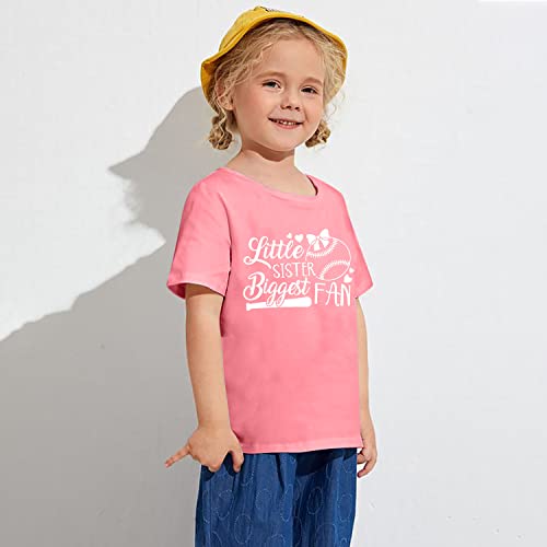 Image of FRYAID Toddler Baseball Sister Shirt Baby Girl Baseball Outfit Big Sister Shirt Birthday Girl T-Shirt Summer Cotton Tee Top