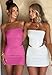 CHYRII Womens Sexy Summer Two Piece Outfits Bandeau Going Out Crop Tops Bodycon Skirt Sets Mini Dress Hot Pink XS