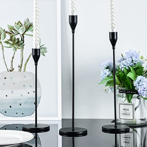 Huppy Candlestick Holders Matte Black Set Of 3 Designed For Taper Candles, Decorative Candlestick Holder For Wedding, Dinning, Party, Fits 3/4 Inch Thick Candle & Led Candles (Matte Black) #TOP6