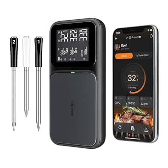 Inkbird Fleischthermometer kabelloses 3 Sonden mit Multisensor-Sensoren