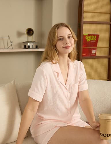 Guriyzee Women Pajamas Set Comfy Short Sleeve Button Down Sleepwear Pj Set — view 6