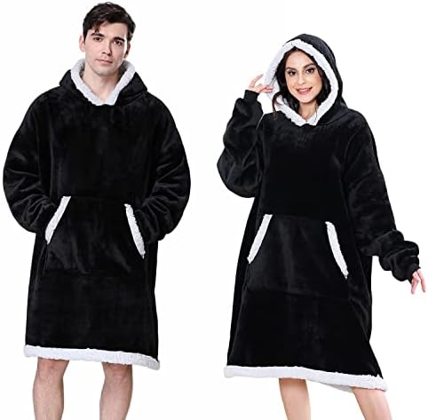 Wearable Blanket Hoodie Oversized Sweatshirt Blanket One Size Fits All Super Soft Warm Plush Hooded Blanket