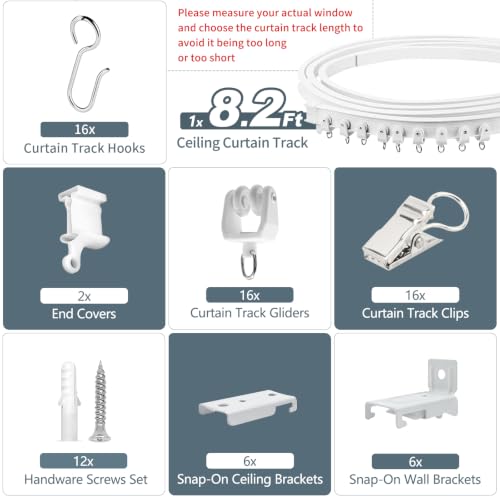 Flexible Bendable Curtain Track, 8.2Ft Curved Curtain Track Ceiling or Wall Mount Curtain Rail Track System Room Divider Ceiling Track Set for Shower Rv Curtains by KOLAKO - Used condition - Image 2