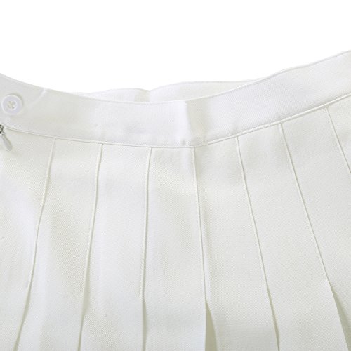 Beautifulfashionlife Women Pleated Golf Skirt High Waist Sport Skirts (L, White) #TOP3