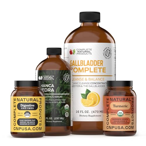 Gallbladder Stone Breaker Cleanse Bundle - Organic Liquid Gallbladder Support Kit with Apple Cider Vinegar Chanca Piedra Turmeric Lemon Hibiscus Bile Flow Detox Aid Made USA Fast Absorbing Formula