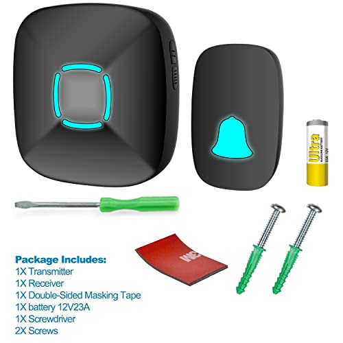 Doorbell, Lovin Product Waterproof Wireless Doorbell Chime Kit With 36 Chimes, Adjustable Volume; 1000Feet Operating, With Sound Led Flash Door Bell For Home (1 Receiver X 1 Push Button) Black #TOP7