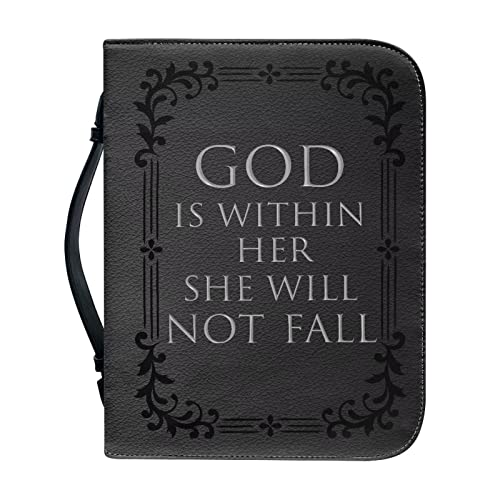 Cozeyat Black Cross Bible Case for Men, 9x6 Inch Bible Covers for Women with Pockets, Dustproof Bible Protective Sleeve with Book Fixing Straps