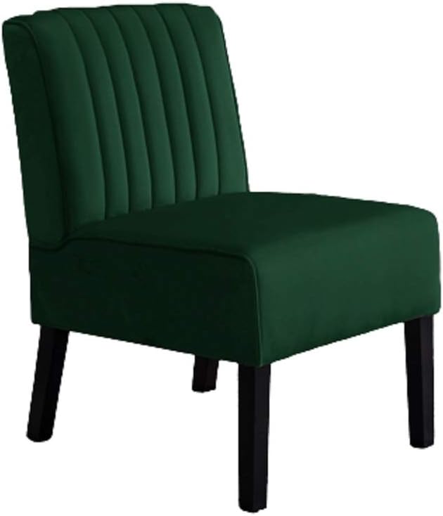 Reese Mid Century Modern Accent Chairs Set of 2 with Minimalist Design, Elegant Velvet Upholstery and Solid Wood Legs, Ideal for Living Room or Bedroom, Green