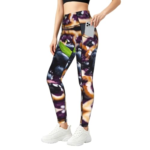 Pantalon de yoga avec poches Blueberry01 gainant taille haute