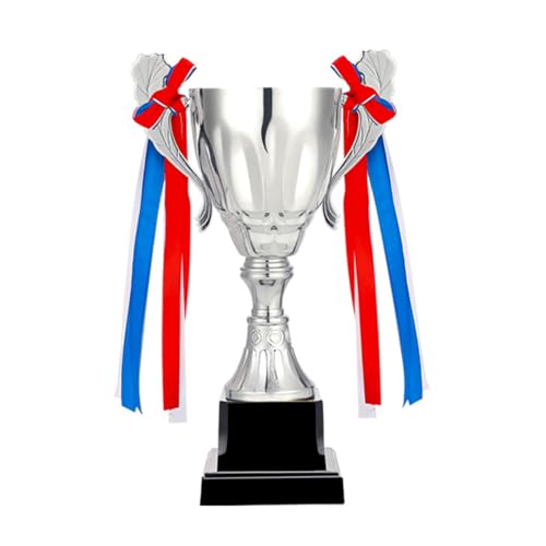 Tromedenws Gold Silver Bronze Trophy Award Cup Metal Trophy Cup For Soccer Basketball Sports Competitions Championships Award Ceremony Celebration Party Gift (Silvery, 9.5 X 5.5In)