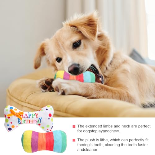 VOSSOT 2 Stück Haustier Hund Geburtstag Knochen Spielzeug Set, Spielzeug für Hunde Langlebiges Kauspielzeug Hundetorte Geburtstag, Spielzeug Hund für Geburtstag Geschenk für Kleine und Mittlere Hunde