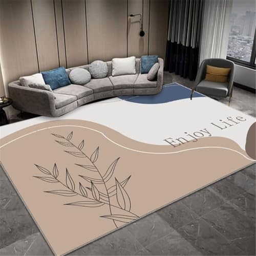 Tapis extérieur lavable grand format bleu gris au motif de feuilles