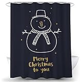 Weihnachten Duschvorhang 100x200cm,Anti Schimmel Duschvorhang Stoff Polyester Duschvorhänge Textil Waschbar mit Gewicht Saum Badewanne Vorhang, Duschvorhang mit 12 Haken -H39