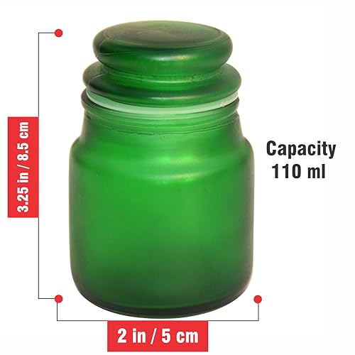 Image of Pure Source India Frosted Glass Spice Jar /Yanky Jar /Glass Container For Storage (110 ml) (Green) (Four Pcs)