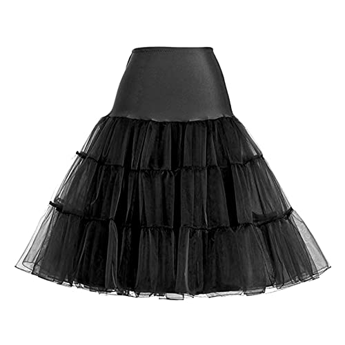 Jaaytct Women's 50S Petticoats For Women Tutu Crinoline Underskirt 27" Length Half Slip Petticoat Black #TOP9