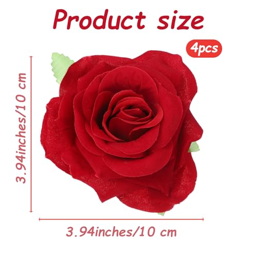 4 Piezas Pinzas de Pelo con Flores Rojas miniatura 2
