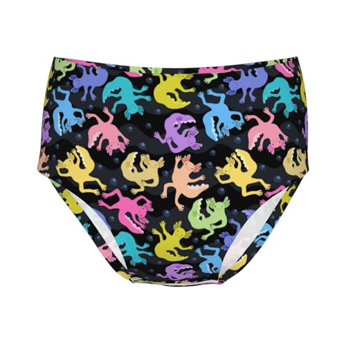 Colorful Axolotls In Waves And Bubbles Girls' Underwear Soft Cotton Little Girls Panties Comfort Briefs