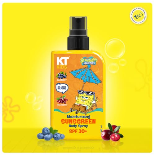 Image of Sunscreen SPF30+ Face & Body Spray for Kids 3-12 Years | UV Shield & Frizz Control with Blueberry & Cranberry | Non-Greasy | 100ml