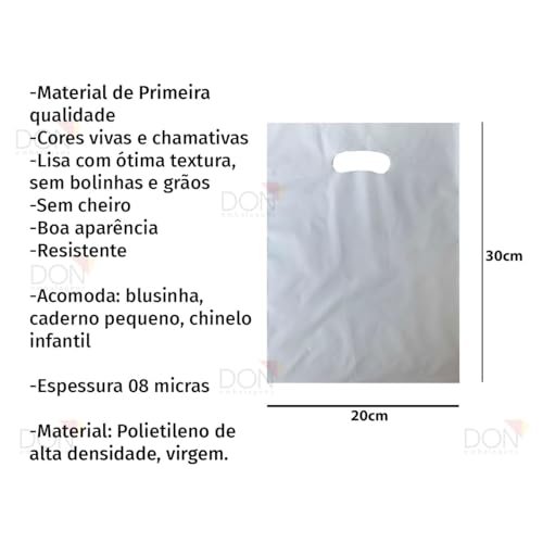 Sacola Plástica Alça Boca vazada 20x30 com 100 unidades (Amarelo)