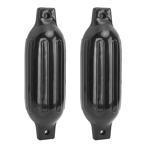 TKSE Parachoques Para Barcos, 2 Piezas De Parachoques De Muelle Marino De PVC, Boyas Acanaladas Inflables, Parachoques Para Barcos, Negro Para Yates, Barcos, Barcos De Pesca