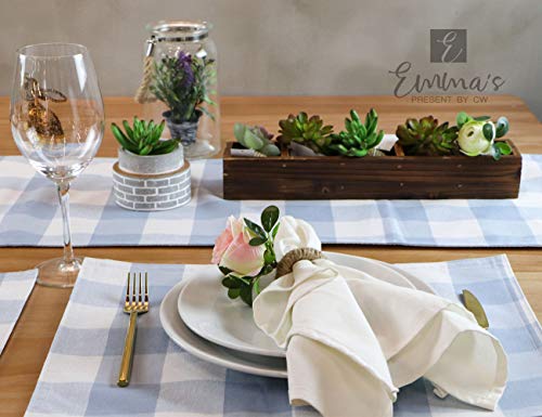 Emma's Buffalo Check Placemats Set Of 4Pcs, Placemats For Dining Table, Kitchen Placemats, Perfect For Baby Shower (Blue And White Placemats Set) #TOP3