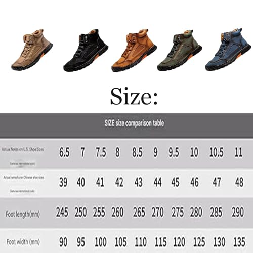Sawbehind Men's Comfortable Handmade Leather Boots,Waterproof, Arch Support, Spacious Toe Box Outdoor Leather Shoes (10.5,Khaki)2