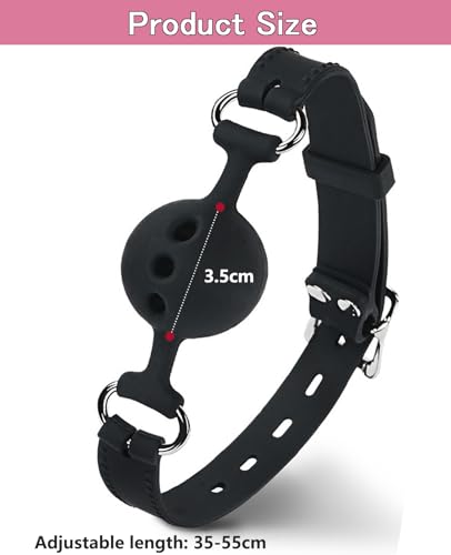 Image of Leather Restraints Ball Mouth Plug Silicone Bondage Ball Gag Hollowed-Breathable Silicone Sex Gag Muzzles Adjustable Strap Bondage Harness Restraints-S(BO4)