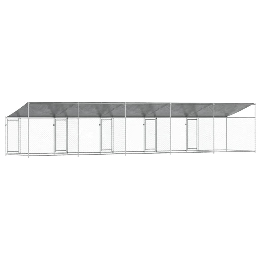 Perrera para perros con techo y puertas, acero galvanizado gris, 10 x 2 x 2 m, plegable y ampliable, caño seguro y protección para cachorros y perros en el jardín, parque exterior y recinto de