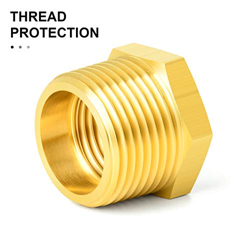 GASHER 12PCS Brass Hex Bushing Fitting Kit Hex Bushing 1/4" - 1/8", 3/8" - 1/8", 3/8" - 1/4", 1/2" - 1/4", 1/2" - 3/8", 3/4" - 1/2"