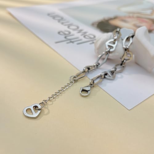 Fashion Stainless Steel Enamel Heart Link Chain Bracelet4