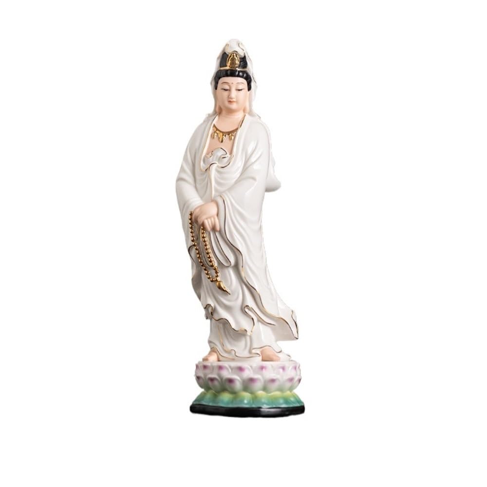 Figuras de Budas Estatua de Buda de pie de cerámica Blanca for decoración de Oficina, Sala de Estar, decoración Zen Feng Shui Budas Decorativos