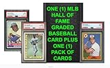 One (1) Baseball Hall of Fame (HOF) Graded Baseball Card Mystery Pack PSA BCCG Beckett Plus 1 Bonus Pack of Cards