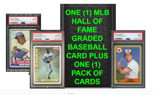 One (1) Baseball Hall of Fame (HOF) Graded Baseball Card Mystery Pack PSA BCCG Beckett Plus 1 Bonus Pack of Cards