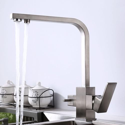 Robinet de cuisine 3 voies de qualité supérieure finition inox brossé - 2
