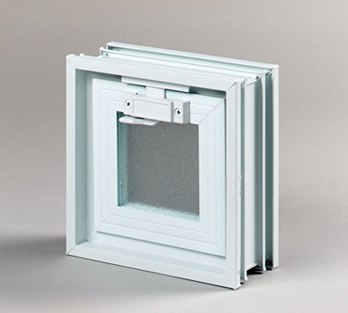 Lüftungsfenster mit Fliegengitter für Einbau in Glasbausteinwand 239x239mm wird statt 1 Glasstein im Format 24x24x8cm eingebaut
