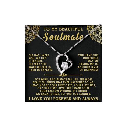 VIRAGIL To My Soulmate Necklace Gifts For Soulmate Romantic Wife Birthday Gift Ideas Necklace Necklace For Wife From Husband Message Card and Gift Box Valentine Gift for Girlfriend Design 1